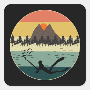 Sticker Carré Pêche à la traîne Pêche sous-marine