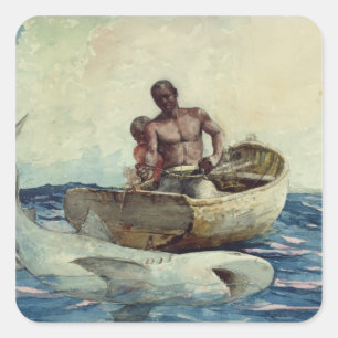 Sticker Carré Pêche au requin, 1885