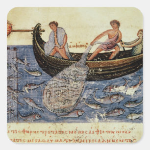 Sticker Carré Pêche avec filet