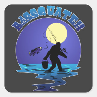 Sticker Carré Pêche Bigfoot Pun Bassquatch Sasquatch Lover T-S