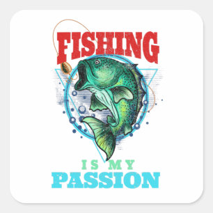 Sticker Carré Pêche est ma passion, Vintage idée cadeau de pêche