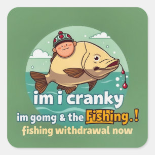 Sticker Carré Pêche Frenzy : L'Humour des instants croustillants
