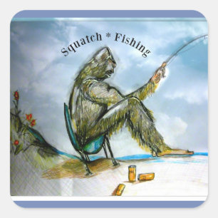 Sticker Carré Pêche Sasquatch