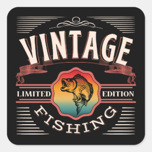 STICKER CARRÉ PÊCHE VINTAGE ÉDITION LIMITÉE