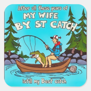 Sticker Carré Pêcher pour l'amour : une capture d'une vie