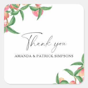 Sticker Carré Pêches - Remerciements de mariage