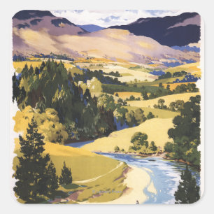 Sticker Carré Pêcheur dans la vallée d'Éden