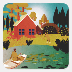 Sticker Carré Pêcheurs