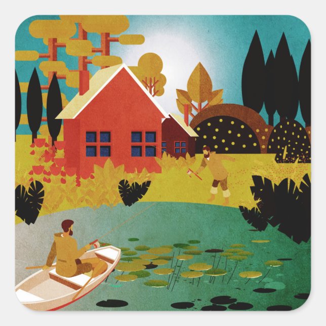 Sticker Carré Pêcheurs (Devant)