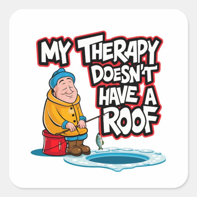 Sticker Carré Pêcheurs sur glace (Devant)