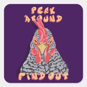 Sticker Carré Peck Around Find Out—ordre de dégustation de poule