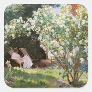 Sticker Carré Peder Severin Kroyer - Roses