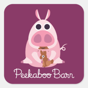 Sticker Carré Peekaboo Grange Pâques   Leary le cochon
