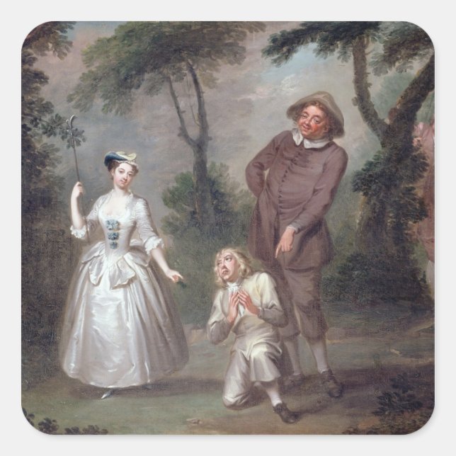 Sticker Carré Peg Woffington comme Rosalind avec Celia et Touchs (Devant)