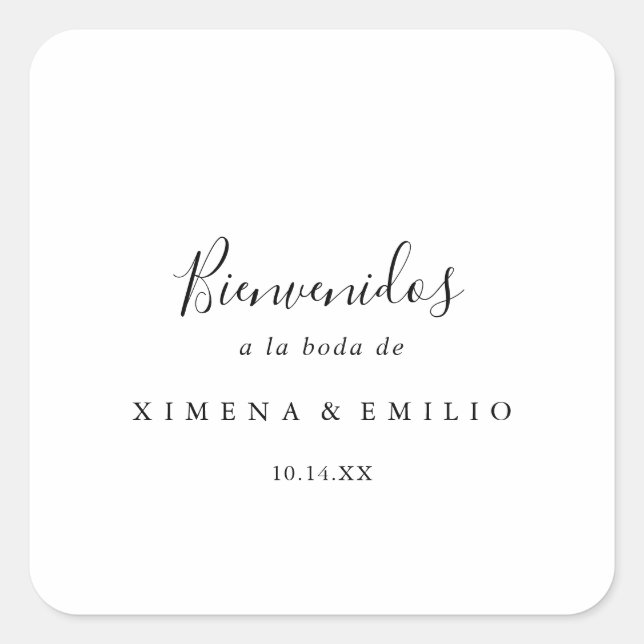 Sticker Carré Pegatina Cuadrada Bienvenida de Boda Española (Devant)
