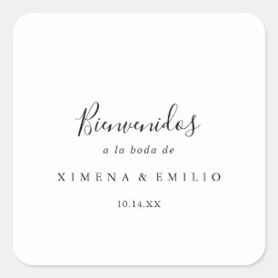Sticker Carré Pegatina Cuadrada Bienvenida de Boda Española