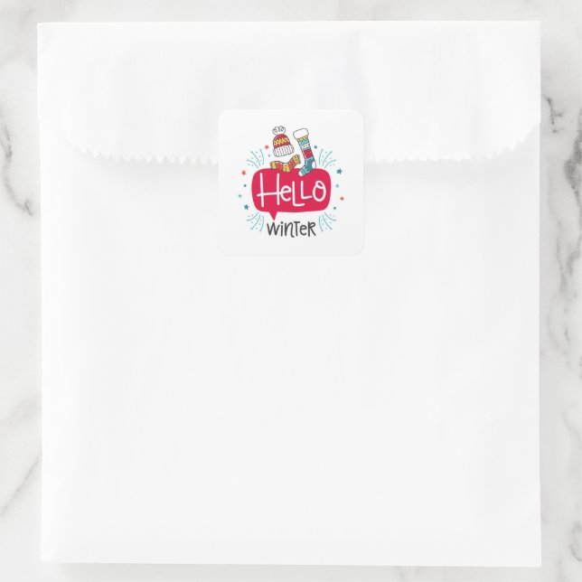 Sticker Carré pegatina cuadrada navideña hello winter (Sac)