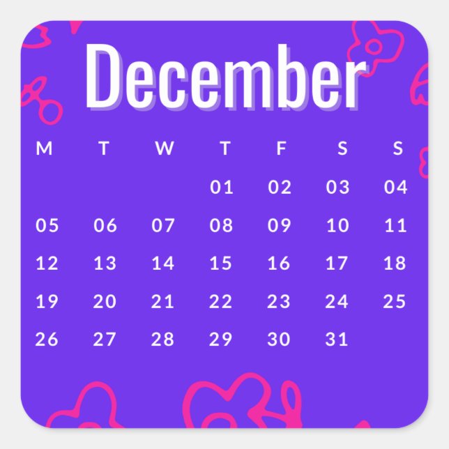 Sticker Carré Pegatinas mes del año - December (S'C) (Devant)