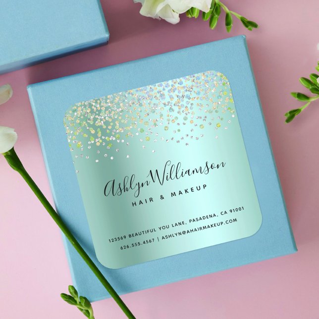 Sticker Carré Peintre de maquillage de salon de coiffure vert tu (Créateur téléchargé)