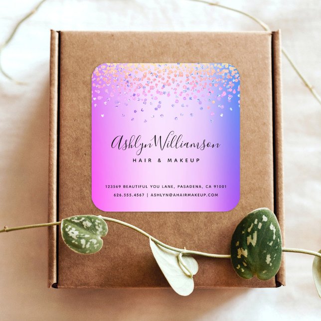 Sticker Carré Peintre de salon de coiffure rose violet ombre (Créateur téléchargé)