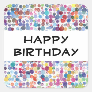 Sticker Carré Peinture à l'aquarelle arc-en-ciel Pois