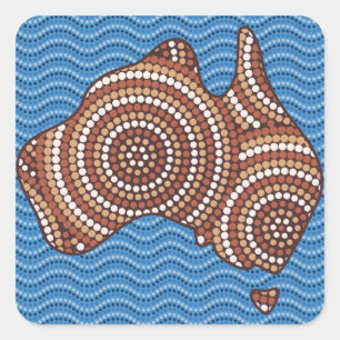 Sticker Carré Peinture à points en Australie aborigène