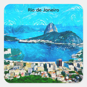 Sticker Carré Peinture aquarelle vintage de Rio de Janeiro