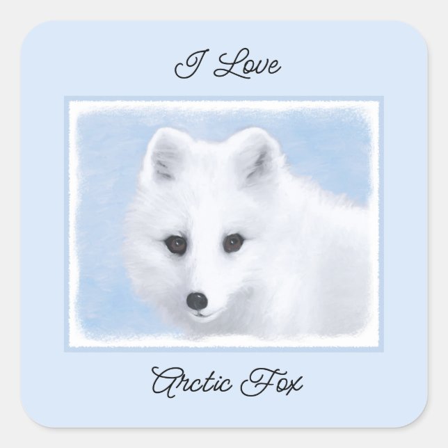 Sticker Carré Peinture Arctic Fox - Art original de la faune (Devant)