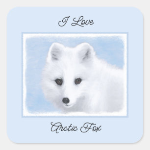 Sticker Carré Peinture Arctic Fox - Art original de la faune
