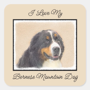 Sticker Carré Peinture bernoise de chien de montagne - Art origi