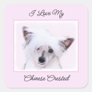 Sticker Carré Peinture chinoise en poudre - Art Chien