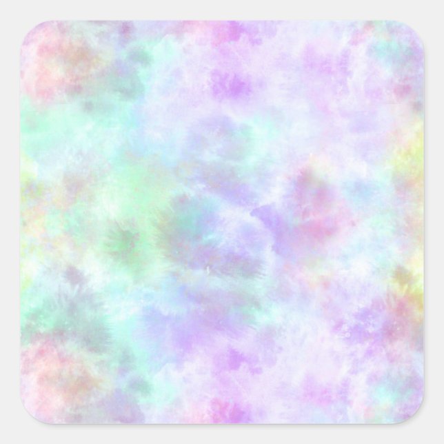 Sticker Carré Peinture d'aquarelle Pastel Rainbow Cravate-Dye (Devant)