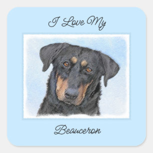 Sticker Carré Peinture de Beauceron - Cute Original Chien Art