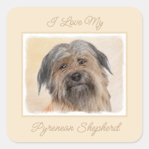 Sticker Carré Peinture de berger pyrénéenne - Cute Original Chie