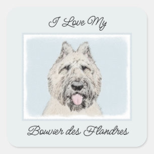 Sticker Carré Peinture de Bouvier des Flandres - Art original de