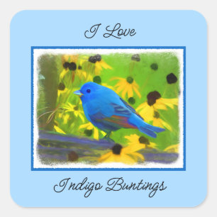 Sticker Carré Peinture de Bunting Indigo - Art original pour ois