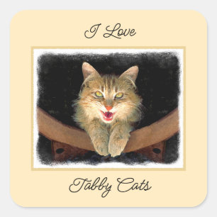 Sticker Carré Peinture de chat Mad - Cute Original Cat Art