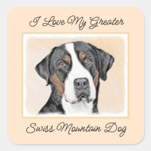 Sticker Carré Peinture de Chien de Montagne - Art original