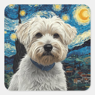 Sticker Carré Peinture de ciel nocturne tourbillonnant – Art mal
