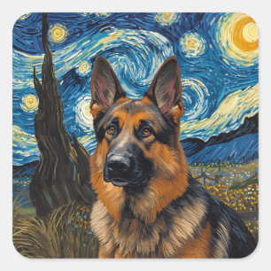 Sticker Carré Peinture de ciel nocturne tourbillonnant Berger al