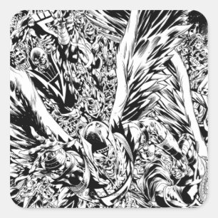 Sticker Carré Peinture de groupe de nuit Noir et Blanc