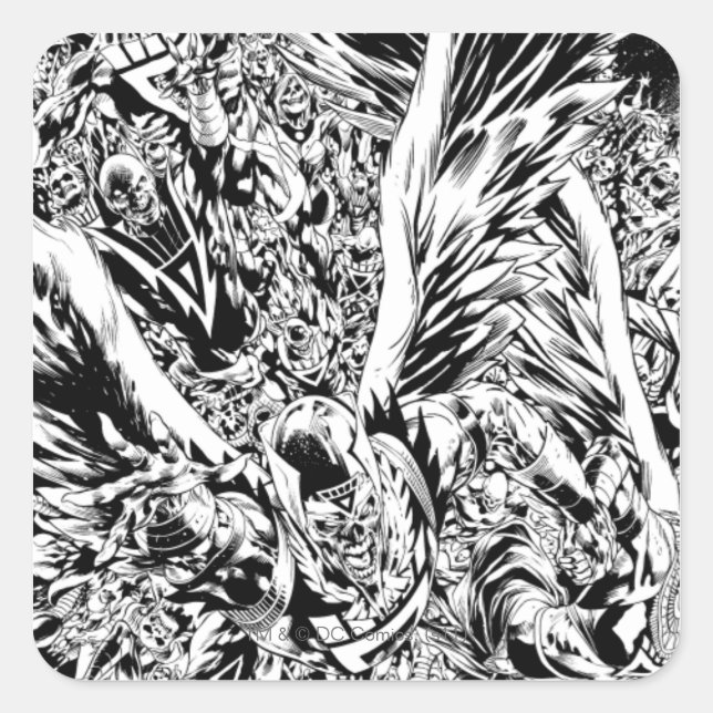 Sticker Carré Peinture de groupe de nuit Noir et Blanc (Devant)