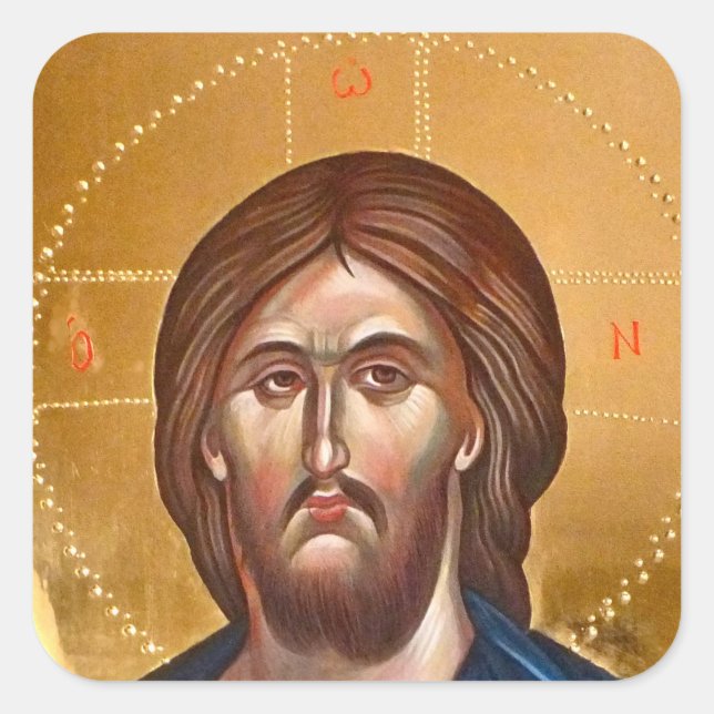 Sticker Carré Peinture de Jésus-Christ Pantocrator (Devant)
