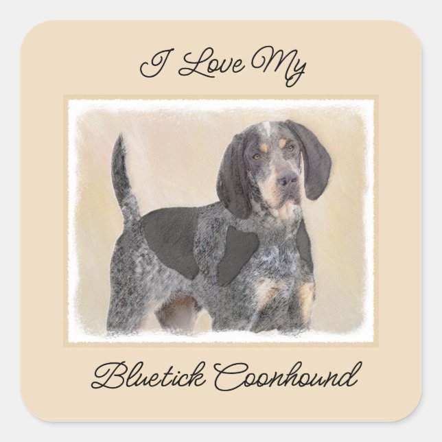 Sticker Carré Peinture de linge bluetick - mignon chien original (Devant)