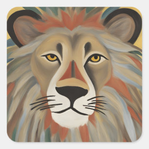 Sticker Carré Peinture de lion