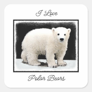 Sticker Carré Peinture de l'ours polaire - Oiginal Wildlife Art