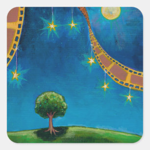 Sticker Carré Peinture de paysage d'amusement d'art de