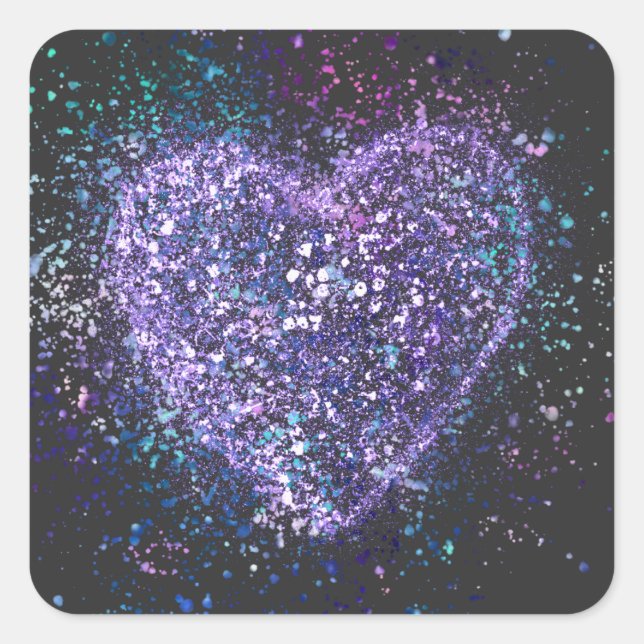 Sticker Carré Peinture de peinture pourpre Coeur (Devant)