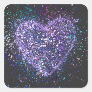 Sticker Carré Peinture de peinture pourpre Coeur