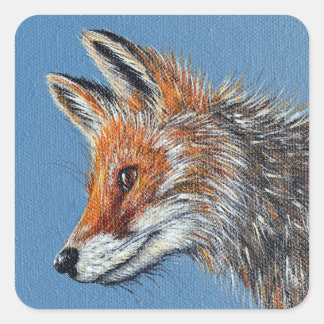 Sticker Carré Peinture de renard